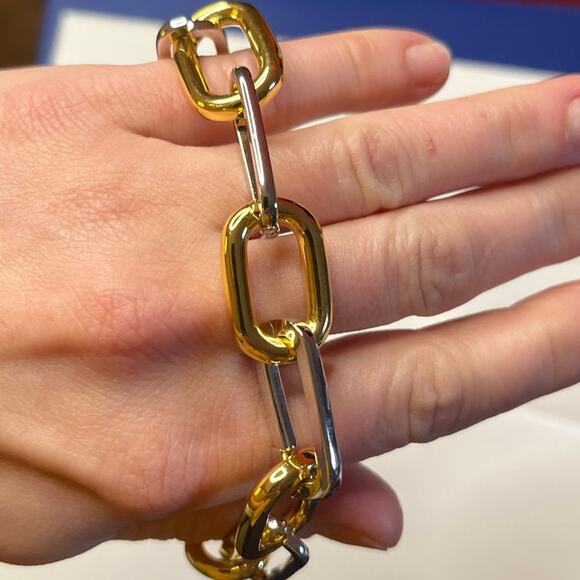 MACHETE Mixed Metals Collage Chain Bracelet. 14k Gold/Rhodium Plating. New! - Picture 3 of 4